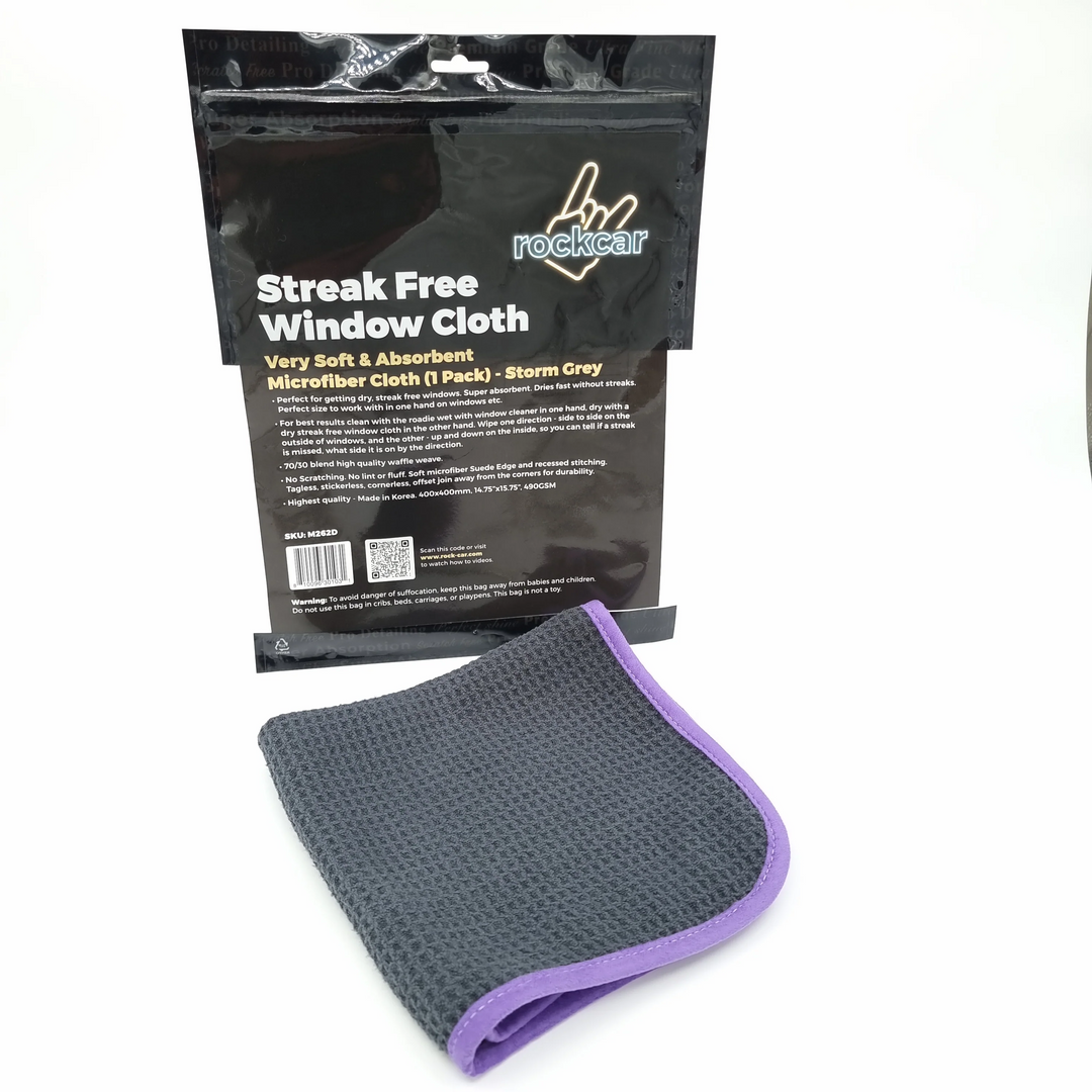 Streak Free Waffle Weave Window Cloth - Storm (Dark Grey)
