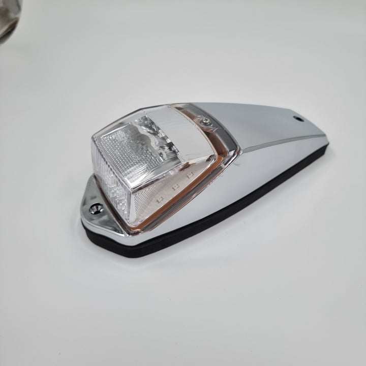 LED (17) CLEAR LENS-AMBER LIGHT RECT. REFLECTOR CAB LIGHT KIT, includes chrome plastic housing