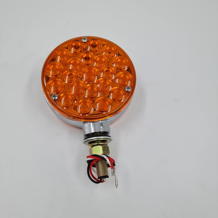 LED (21/21) ROUND Double Face AMBER BUBBLE LENS  w/AMBER Lights  (Stud Mount 3 wires)