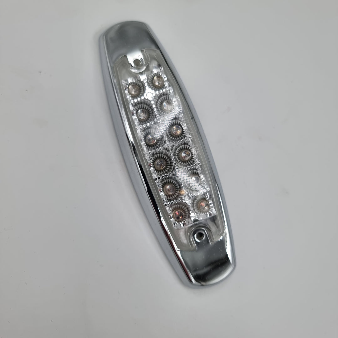 LED (12) PB STYLE MARKER LIGHT w/REFLECTOR  RED/CLEAR LENS