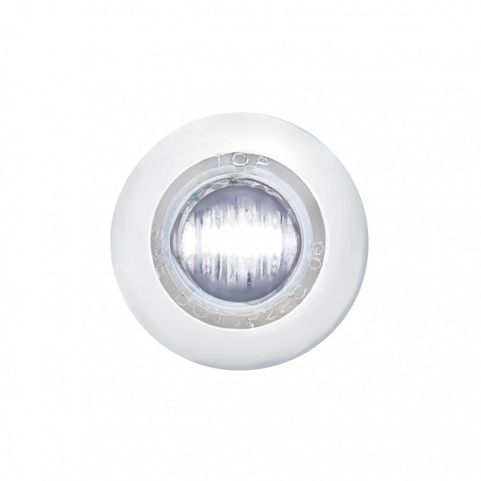 LED (3) WHITE/CLEAR MINI CLEARANCE MARKER LIGHT W/S.S. BEZEL AND RUBBER GROMMET