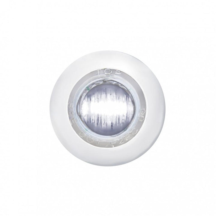 LED (3) WHITE/CLEAR MINI CLEARANCE MARKER LIGHT W/S.S. BEZEL AND RUBBER GROMMET